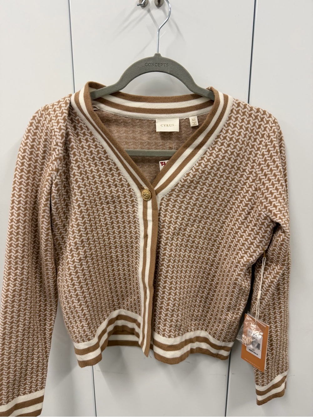 Cyrus Brown & White Knit Button-Front Cardigan